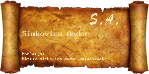 Simkovics Andor névjegykártya